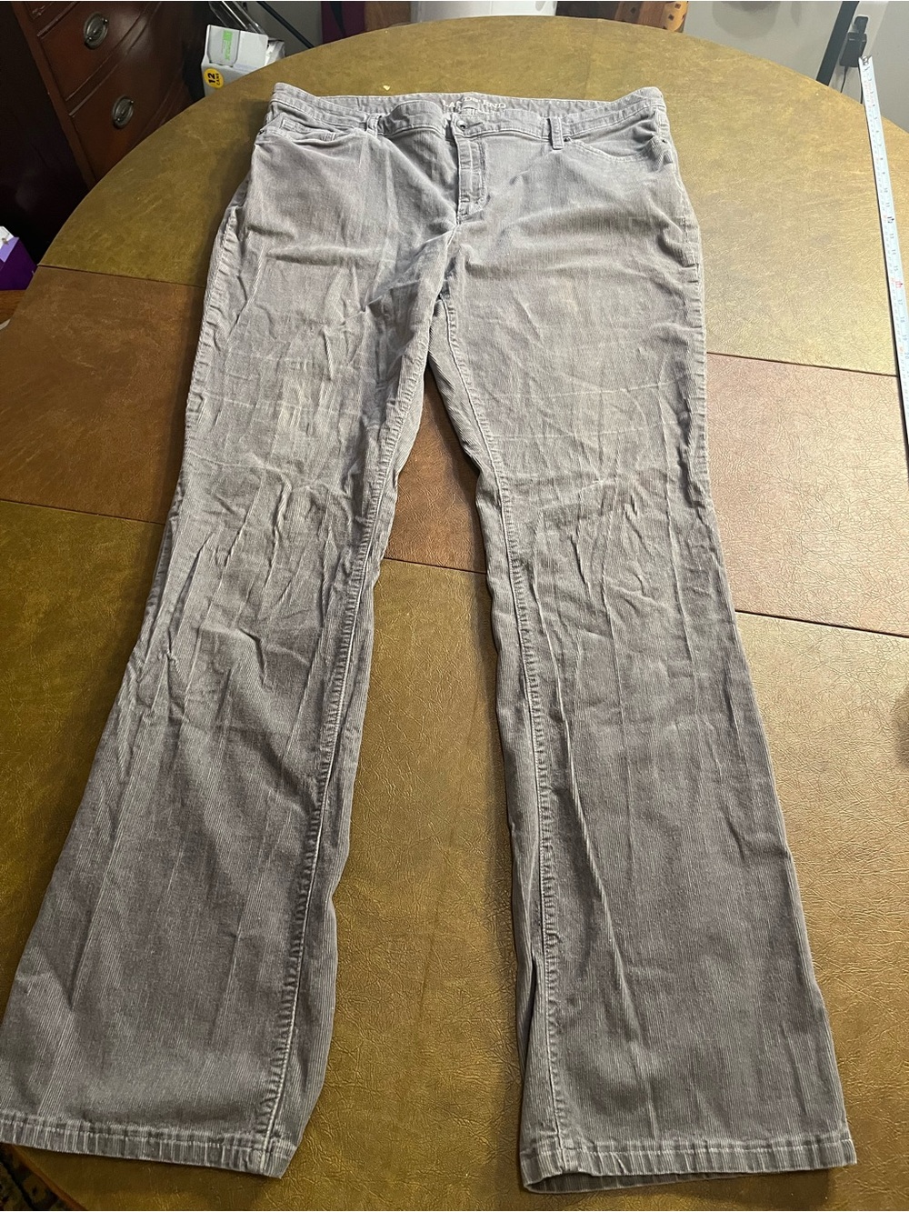 Landsโ End Corduroy Mid-Rise Bootcut Jeans Womenโs Size 18 Tall Gray